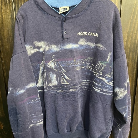 Vintage Crewneck-Hood Canal Graphic Sweatshirt - Picture 10 of 15